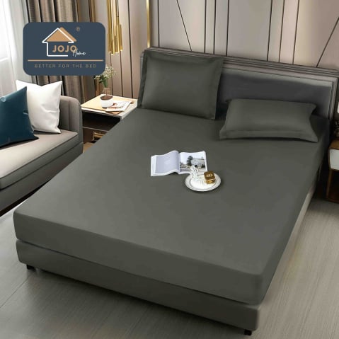 Huse de pat - Husa de Pat Impermeabila cu Elastic si  2 Fete de Perna 50x70cm,160/180x200cm, Gri Inchis-D121