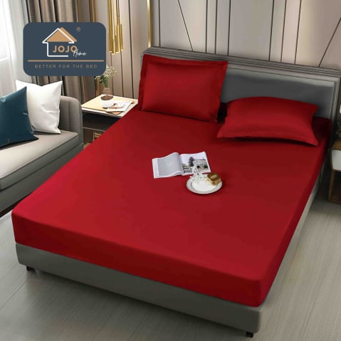 Huse de pat - Husa de Pat Impermeabila cu Elastic si  2 Fete de Perna 50x70cm,160/180x200cm, Rosie-D122