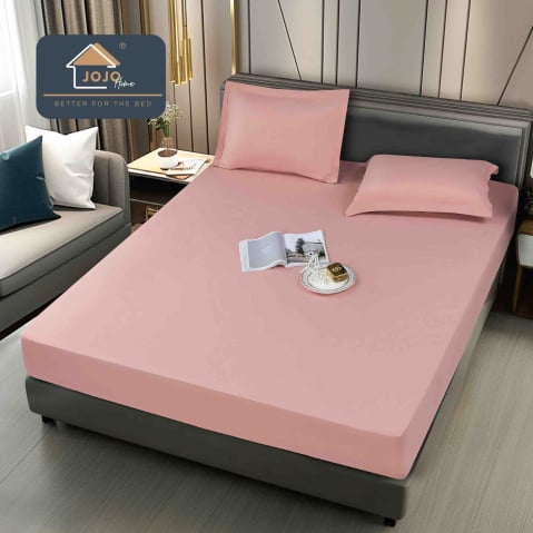 Huse de pat - Husa de Pat Impermeabila cu Elastic si  2 Fete de Perna 50x70cm,160/180x200cm, Roz-D123