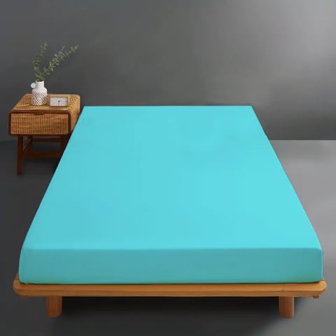 Huse de pat - Husa de pat jersey albastru deschis din bumbac 100% cu elastic