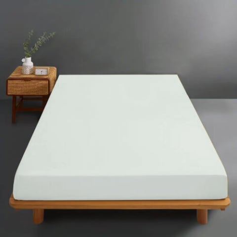 Huse de pat - Husa de pat jersey crem din bumbac 100% cu elastic