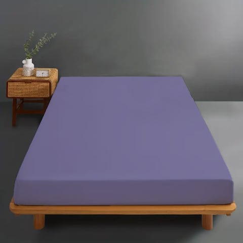 Huse de pat - Husa de pat jersey mov lavanda din bumbac 100% cu elastic