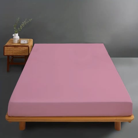 Huse de pat - Husa de pat jersey roz prafuit din bumbac 100% cu elastic