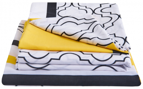 Lenjerii de pat - Lenjerie de pat bumbac polycotton, SomnART, pentru pat de o persoana (fata perna 50x70, cearceaf pat 150x240, cearceaf pilota 150x200), Caliope