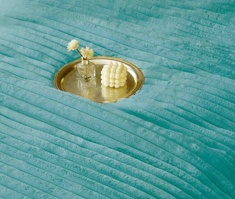 Lenjerie pat cu pilota inclusa din catifea si blanita artificiala de iepure,cearceaf cu elastic,bleu- A1215 [2]