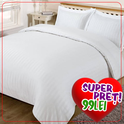 Lenjerii de pat damasc satinat - Lenjerie de pat Damasc policoton, king size