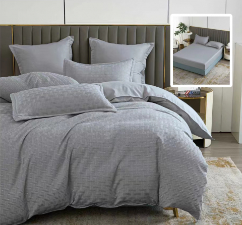 Lenjerii de pat gri - Lenjerie pat dublu,bumbac finet,6 piese,cearceaf cu elastic 160/180x200cm, cearceaf pilota 200x230cm, 2 fete de perna 50x70, 2 fete de perna 70x70,gri,stripe-81205