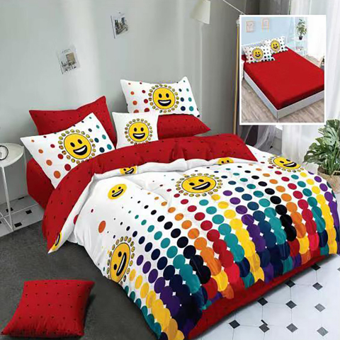 Lenjerii de pat - Lenjerie pat dublu,bumbac finet,6 piese,cearceaf cu elastic 160/180x200cm, cearceaf pilota 200x230cm, 2 fete de perna 50x70, 2 fete de perna 70x70-HF6P26