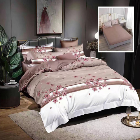 Lenjerii de pat 140x200cm - Lenjerie pat dublu,bumbac finet,6 piese,cearceaf cu elastic 160/180x200cm, cearceaf pilota 200x230cm, 2 fete de perna 50x70, 2 fete de perna 70x70-HF6P28