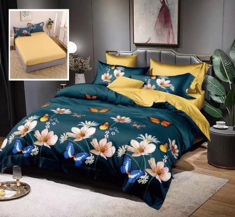 Lenjerii de pat bumbac - Lenjerie pat dublu,bumbac finet,6 piese,cearceaf cu elastic 160/180x200cm, cearceaf pilota 200x230cm, 2 fete de perna 50x70, 2 fete de perna 70x70-HF6P29
