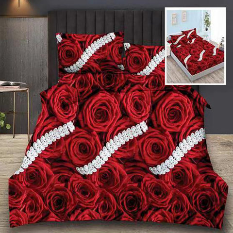 Lenjerii de pat bumbac - Lenjerie pat dublu,bumbac finet,6 piese,cearceaf cu elastic 160/180x200cm, cearceaf pilota 200x230cm, 2 fete de perna 50x70, 2 fete de perna 70x70-HF6P48