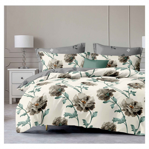 Lenjerii de pat - Lenjerie pat dublu,bumbac finet,6 piese,cearceaf cu elastic 180x200cm, cearceaf pilota 200x230cm, 2 fete de perna 50x70, 2 fete de perna 70x70-A1108
