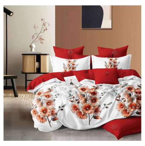 Lenjerii de pat - Lenjerie pat dublu,bumbac finet,6 piese,cearceaf cu elastic 180x200cm, cearceaf pilota 200x230cm, 2 fete de perna 50x70, 2 fete de perna 70x70-A1110