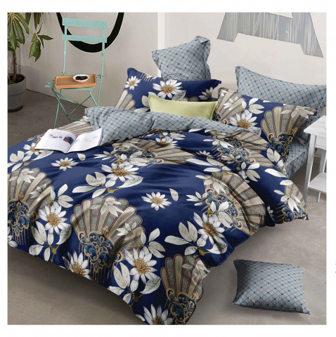 Lenjerii de pat bumbac - Lenjerie pat dublu,bumbac finet,6 piese,cearceaf cu elastic 180x200cm, cearceaf pilota 200x230cm, 2 fete de perna 50x70, 2 fete de perna 70x70-A1117