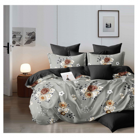 Lenjerii de pat bumbac - Lenjerie pat dublu,bumbac finet,6 piese,cearceaf cu elastic 180x200cm, cearceaf pilota 200x230cm, 2 fete de perna 50x70, 2 fete de perna 70x70-A1119