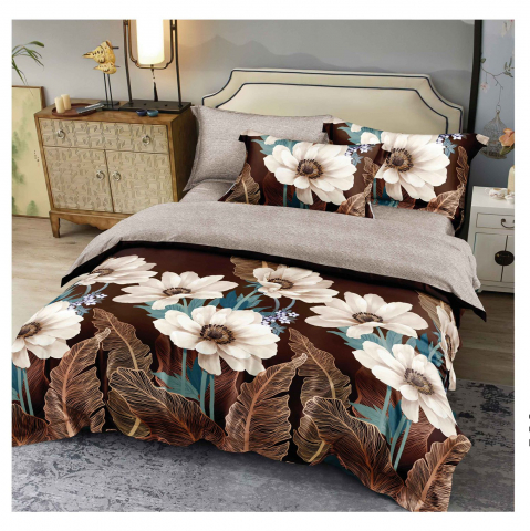 Lenjerii de pat bumbac finet - Lenjerie pat dublu,bumbac finet,6 piese,cearceaf cu elastic 180x200cm, cearceaf pilota 200x230cm, 2 fete de perna 50x70, 2 fete de perna 70x70-A1121