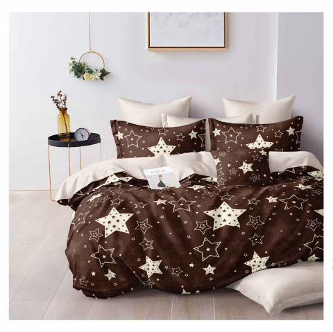 Lenjerii de pat bumbac - Lenjerie pat dublu,bumbac finet,6 piese,cearceaf cu elastic 180x200cm, cearceaf pilota 200x230cm, 2 fete de perna 50x70, 2 fete de perna 70x70-A1136