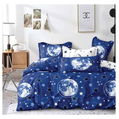 Lenjerii de pat bumbac finet - Lenjerie pat dublu,bumbac finet,6 piese,cearceaf cu elastic 180x200cm, cearceaf pilota 200x230cm, 2 fete de perna 50x70, 2 fete de perna 70x70-A1138