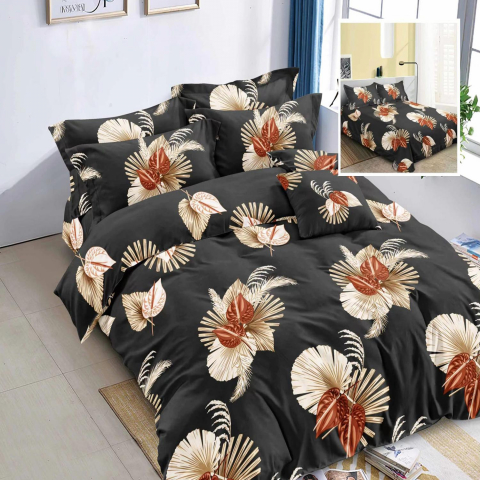 Lenjerii de pat - Lenjerie pat dublu,bumbac finet,6 piese,cearceaf normal 220x240cm, cearceaf pilota 200x220cm, 2 fete de perna 50x70, 2 fete de perna 70x70-M256