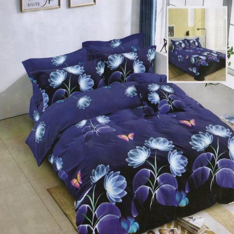 Lenjerii de pat - Lenjerie pat dublu,bumbac finet,6 piese,cearceaf normal 220x240cm, cearceaf pilota 200x220cm, 2 fete de perna 50x70, 2 fete de perna 70x70-M298
