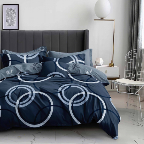 Lenjerii de pat cu buline - Lenjerie pat dublu,bumbac finet,6 piese,cearceaf normal 220x240cm, cearceaf pilota 200x220cm, 2 fete de perna 50x70, 2 fete de perna 70x70-M354