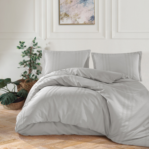 Lenjerii de pat - Lenjerie pat dublu,bumbac ranforce,4 piese,gri,Melkor V7-A1519