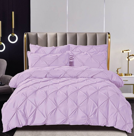 Lenjerie pat dublu cu pliuri,bumbac finet,6 piese,lila-A220