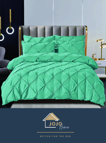 Lenjerii de pat brodate - Lenjerie pat dublu cu pliuri,bumbac finet,6 piese,verde-A757