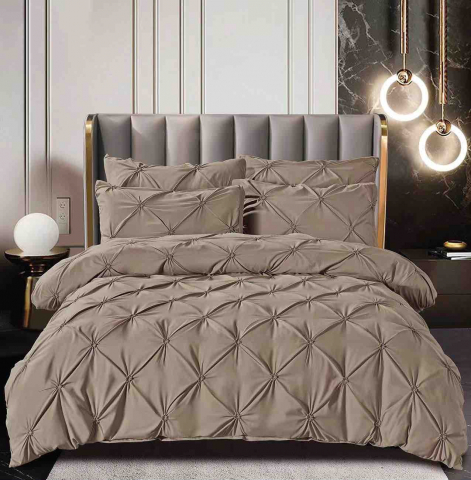 Lenjerii de pat bumbac finet - Lenjerie pat dublu cu pliuri,cearceaf cu elastic,bumbac finet,6 piese,gri-A762