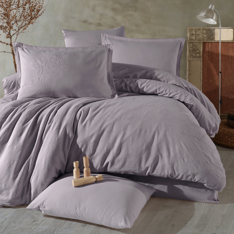 Lenjerii de pat - Lenjerie pat dublu,jacquard 100% bumbac,6 piese,lila,MARLET V4 -101963