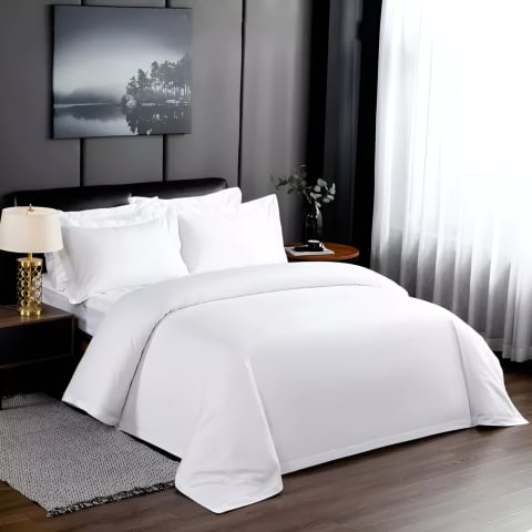 Lenjerii de pat bumbac percalle - Lenjerie de pat Percale din bumbac fin, alb optic