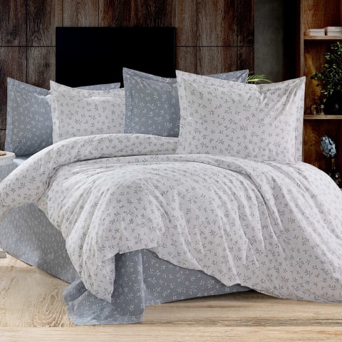 Lenjerii de pat bumbac - Lenjerie de pat Ranforce Cotton Pro RCP34, 100% bumbac, gri deschis, imprimeu forme geometrice, king size - 6 piese cu elastic