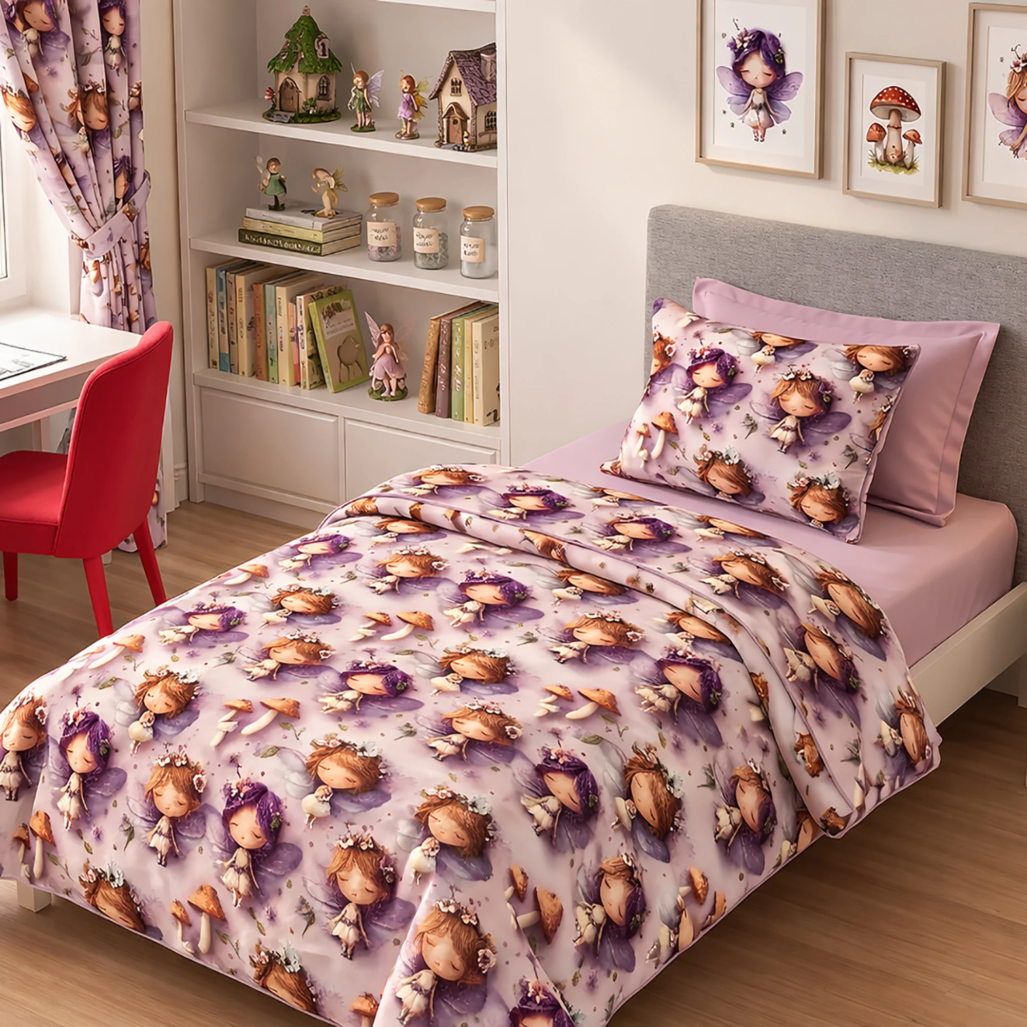 Lenjerii de pat bumbac - Lenjerie de pat Ranforce Cotton Pro RCP71, 100% bumbac, lila, imprimeu dreamcatcher, king size - 6 piese cu elastic