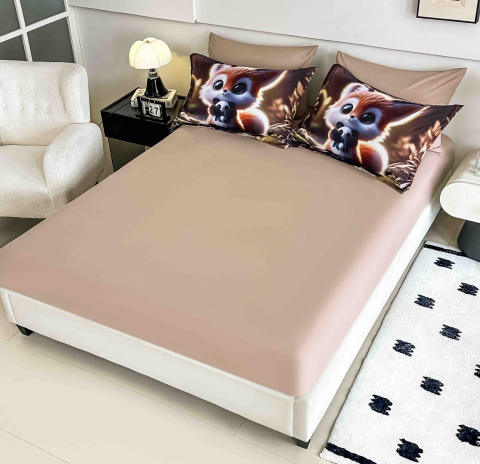 Lenjerie pat single 5D,bumbac finet,4 piese,cearceaf cu elastic 140x200cm,cearceaf pilota 155x205cm,2 fete de perna 55x80cm-A1251 [3]