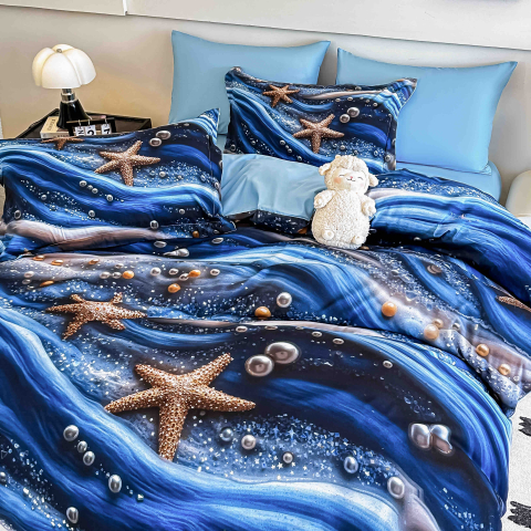 Lenjerie pat single 5D,bumbac finet,4 piese,cearceaf cu elastic 140x200cm,cearceaf pilota 155x205cm,2 fete de perna 55x80cm-A1253 [2]