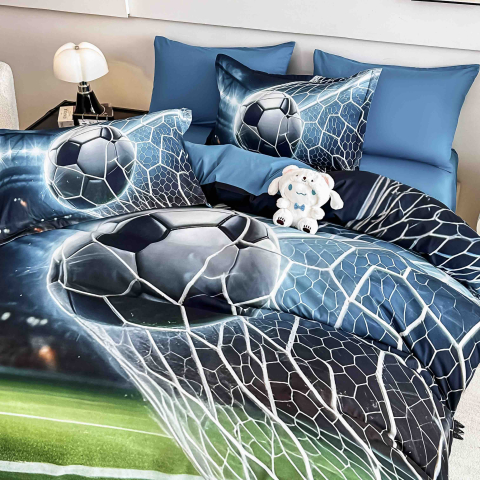 Lenjerie pat single 5D,bumbac finet,4 piese,cearceaf cu elastic 140x200cm,cearceaf pilota 155x205cm,2 fete de perna 55x80cm-A1256 [2]