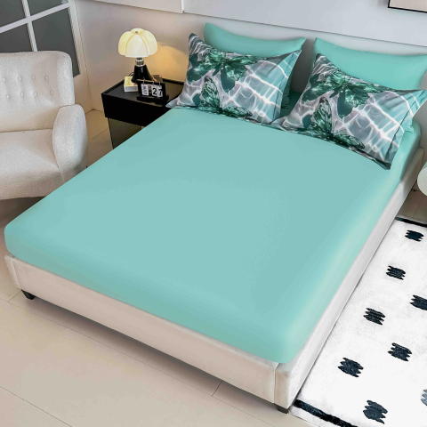 Lenjerie pat single 5D,bumbac finet,4 piese,cearceaf cu elastic 140x200cm,cearceaf pilota 155x205cm,2 fete de perna 55x80cm-A1258 [3]