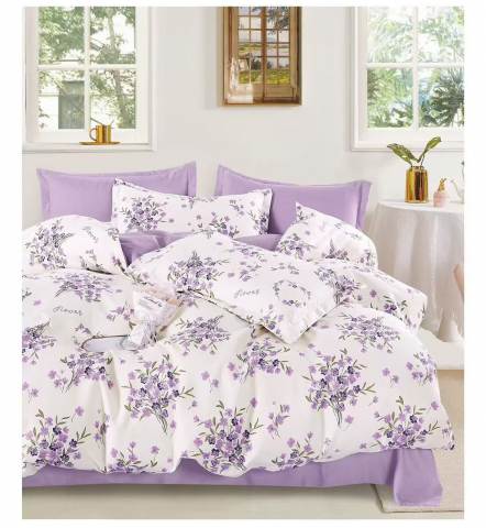 Lenjerii de pat bumbac finet - Lenjerie pat single,bumbac finet,4 piese,cearceaf cu elastic 140x200cm,cearceaf pilota 150x220cm,2 fete de perna 50x80cm-A1142