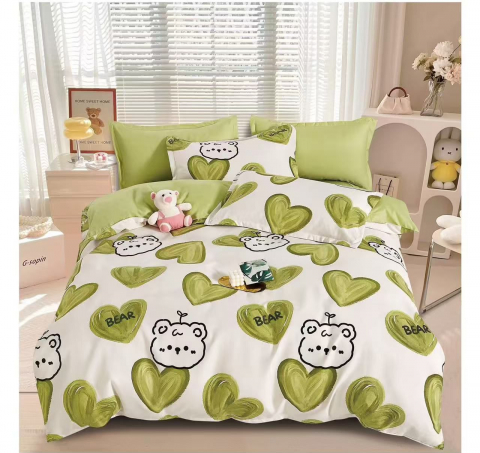Lenjerii de pat - Lenjerie pat single,bumbac finet,4 piese,cearceaf cu elastic 140x200cm,cearceaf pilota 150x220cm,2 fete de perna 50x80cm-A1147