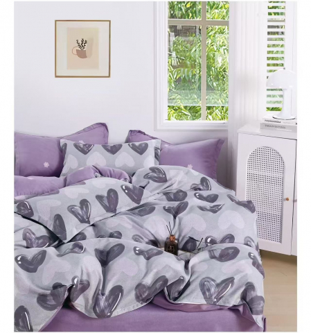 Lenjerii de pat - Lenjerie pat single,bumbac finet,4 piese,cearceaf cu elastic 140x200cm,cearceaf pilota 150x220cm,2 fete de perna 50x80cm-A1148