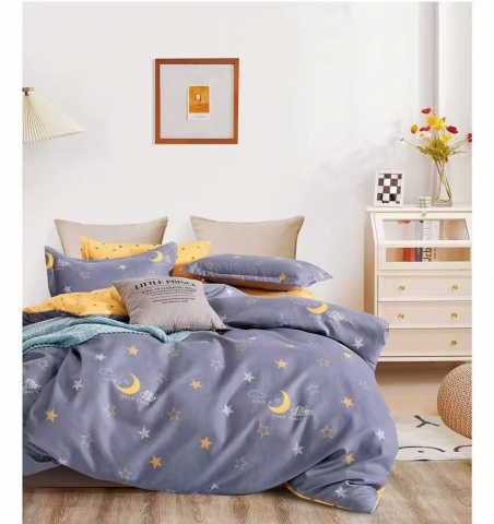 Lenjerii de pat - Lenjerie pat single,bumbac finet,4 piese,cearceaf cu elastic 140x200cm,cearceaf pilota 150x220cm,2 fete de perna 50x80cm-A1152