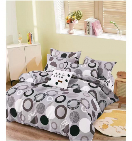 Lenjerii de pat - Lenjerie pat single,bumbac finet,4 piese,cearceaf cu elastic 140x200cm,cearceaf pilota 150x220cm,2 fete de perna 50x80cm-A1154