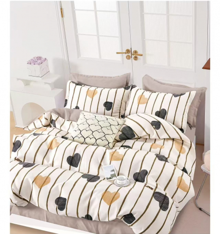 Lenjerii de pat - Lenjerie pat single,bumbac finet,4 piese,cearceaf cu elastic 140x200cm,cearceaf pilota 150x220cm,2 fete de perna 50x80cm-A1158