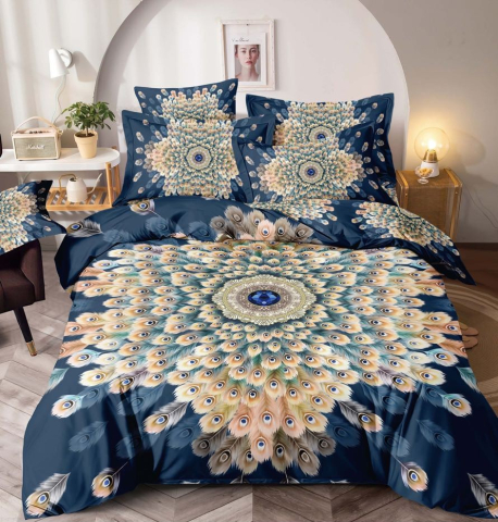 Lenjerii de pat single - Lenjerie pat single,bumbac finet,4 piese,cearceaf cu elastic 140x200cm,cearceaf pilota 155x205cm,2 fete de perna 55x80cm-A1243