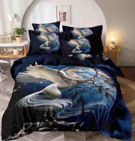 Lenjerii de pat single - Lenjerie pat single,bumbac finet,4 piese,cearceaf cu elastic 140x200cm,cearceaf pilota 155x205cm,2 fete de perna 55x80cm-A1244