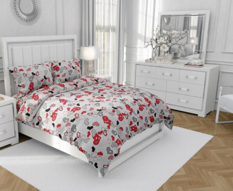 Lenjerie pentru 2 persoane Somnart Ultrasleep, bumbac 100%, model inimioare [1]