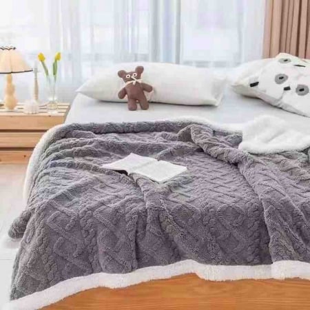 Paturi cocolino - Patura cocolino 200x230cm,tip tricotaj cu blanita,gri inchis-F032
