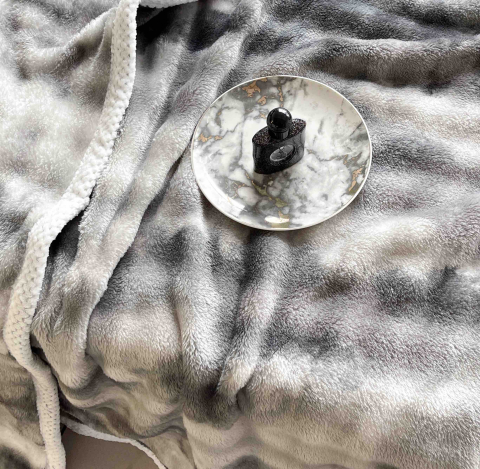 Patura cocolino 200x230cm,gofrata cu bordura alba,gri-alba-F074 [2]