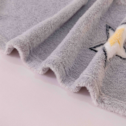 Patura pufoasa cocolino 200x230cm,gri cu stelute-F075 [1]