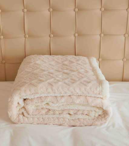 Patura cocolino 200x230cm,tip tricotaj cu blanita,crem-F041 [2]